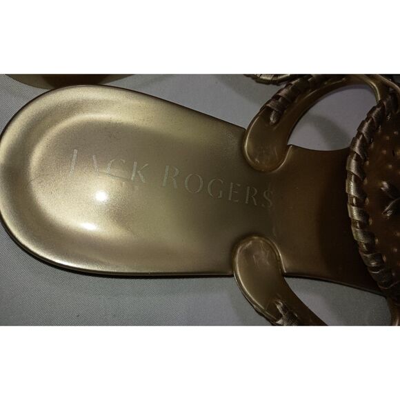 JACK ROGERS: Gold Jelly Flip Flops, Woman Size 8 - Picture 4 of 5